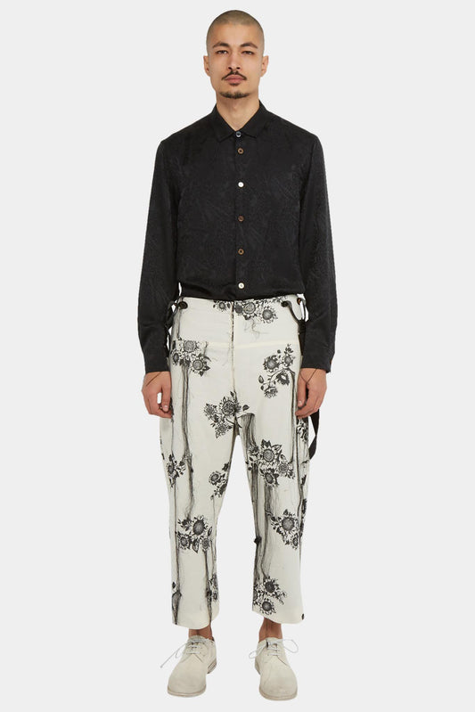 Archivio J.M. Ribot White trousers with embroidered print