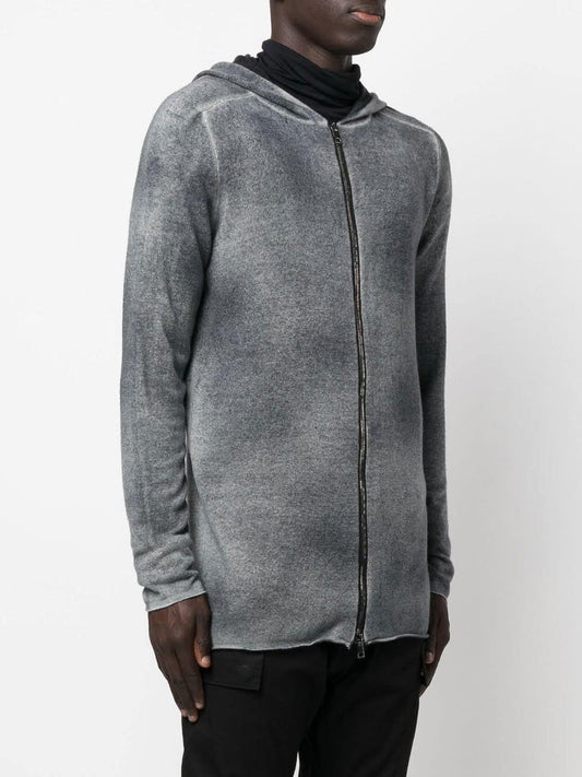 Avant Toi Grey merino wool and cashmere zipped hoodie