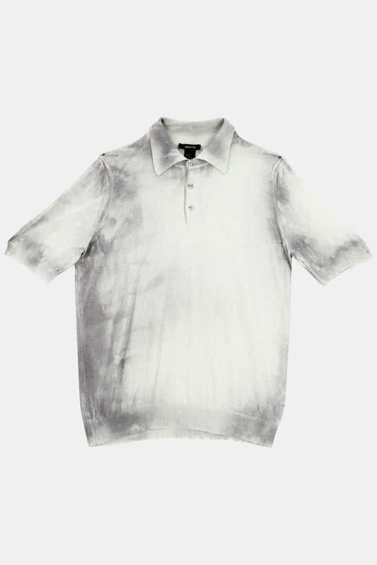 Avant Toi Cashmere polo shirt with grey tie and dye effect