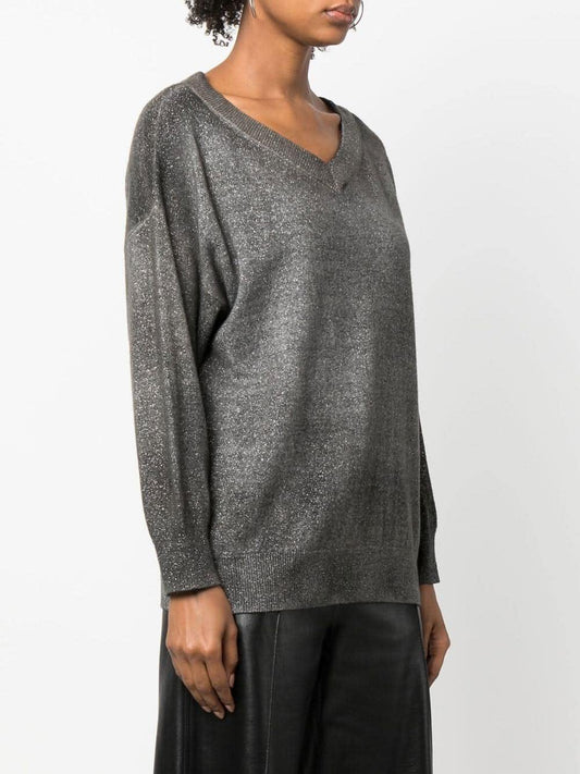 Avant Toi Lurex & merino wool and cashmere sweater grey