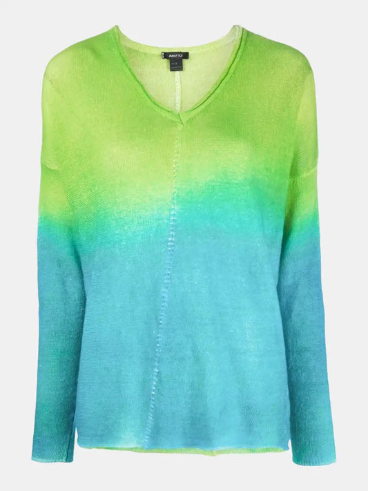 Avant Toi Green and blue gradient effect knitted sweater