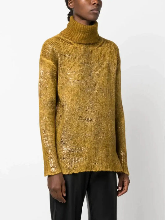 Avant Toi Gold knit turtleneck sweater