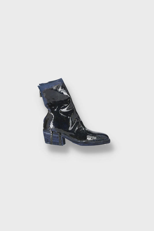 Guidi Blue varnish leather boots with glitter effect