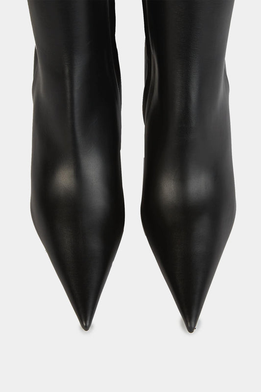 Balenciaga Bottines à talon en cuir noir - LECLAIREUR
