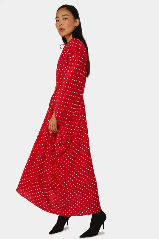 Balenciaga Robe à pois rouge - LECLAIREUR