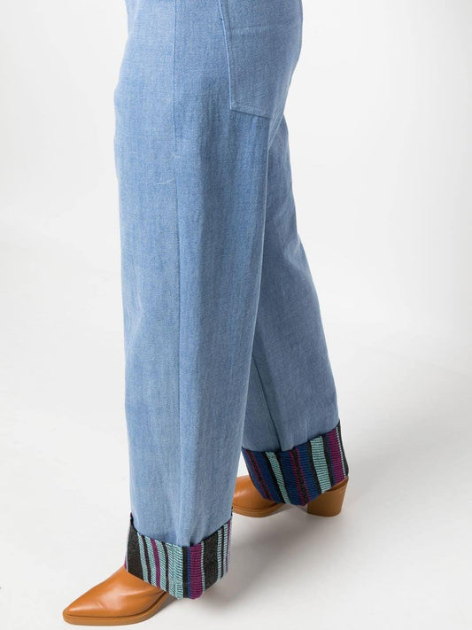 Benjamin Benmoyal Pantalon ample à ourlet contrastant - LECLAIREUR