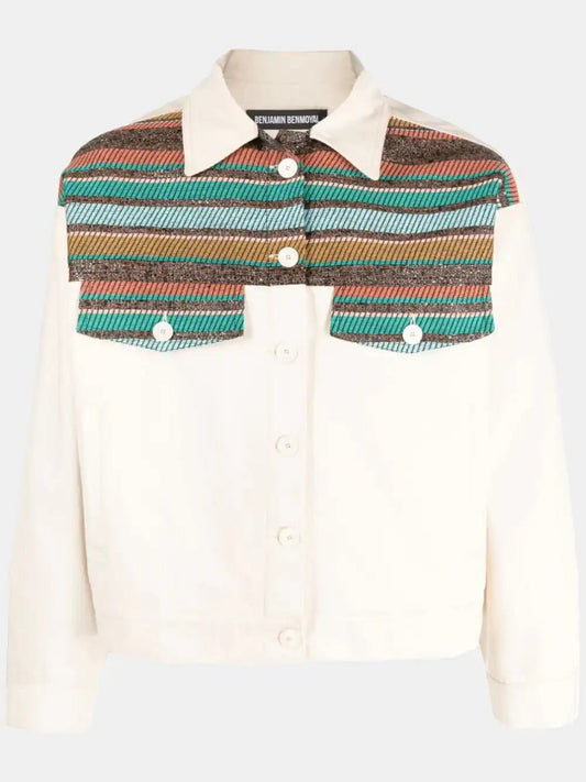Benjamin Benmoyal Denim jacket with contrasting inserts