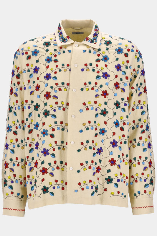 Bode Linen blend shirt with pearl detail