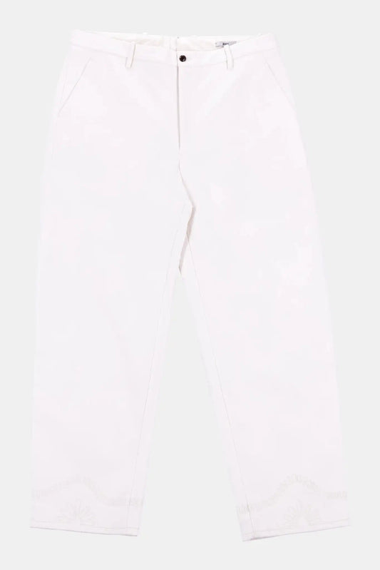 Bode "FLORAL CORDING" pants in white cotton
