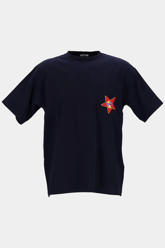 Bode "Star Pocket" T-shirt in navy blue cotton