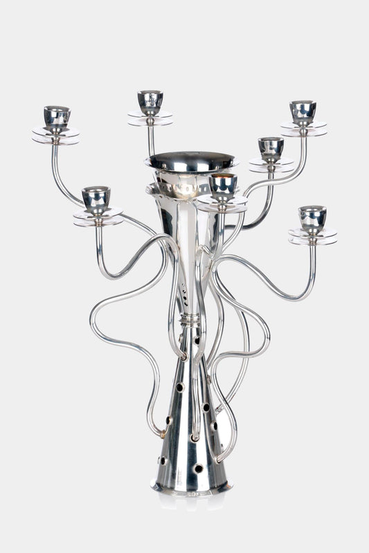 Borek Sipek 7-branch silver-plated chandelier