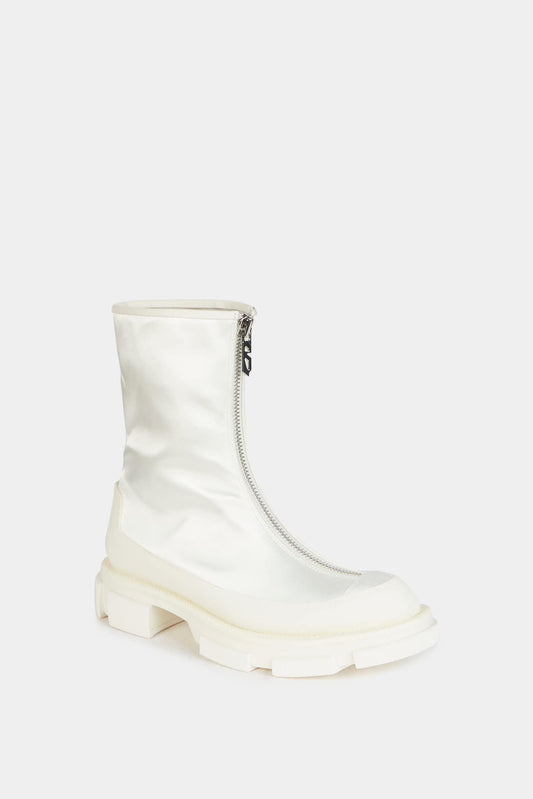 White zipped ankle boots