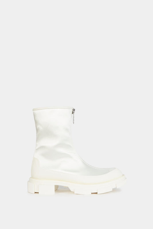 White zipped ankle boots