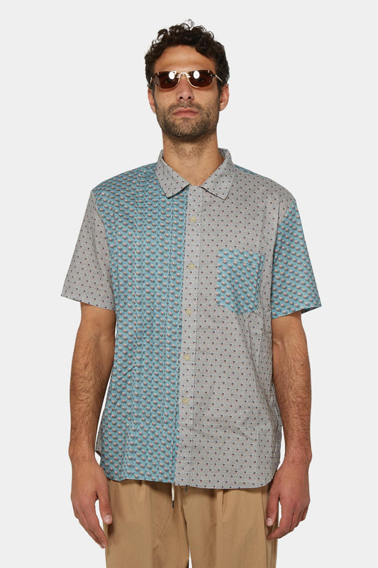 By Walid Blue shirt with contrasting panels