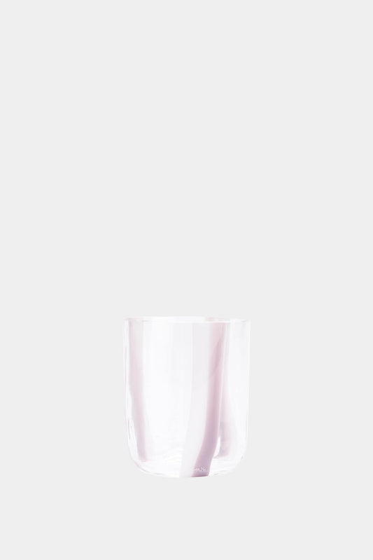 Carlo Moretti Verre en cristal blanc et rose "Bora" (Hauteur: 10.5 cm) - LECLAIREUR
