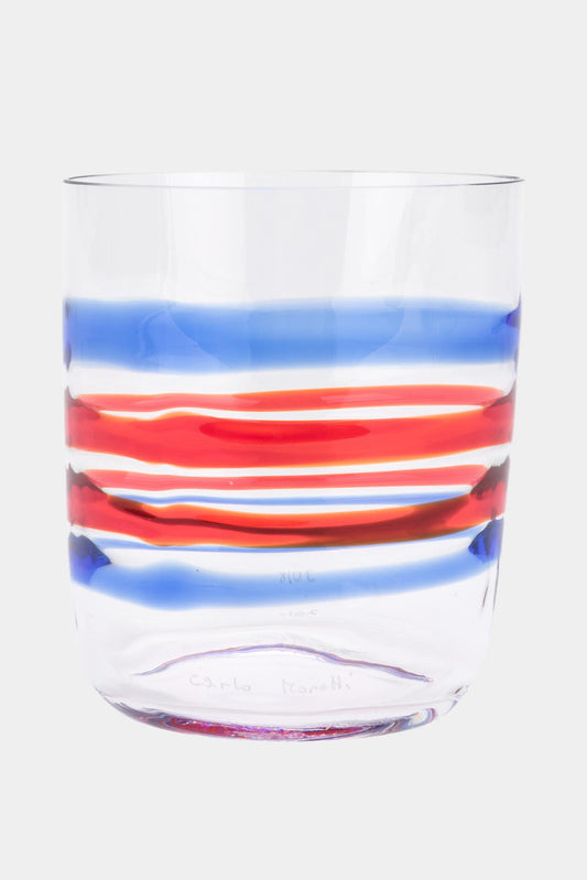 Carlo Moretti "Bora" blue and red crystal glass (Height: 10.5 cm)