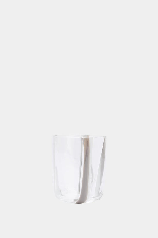 Carlo Moretti Verre en cristal gris et blanc "Bora" (Hauteur: 10.5 cm) - LECLAIREUR