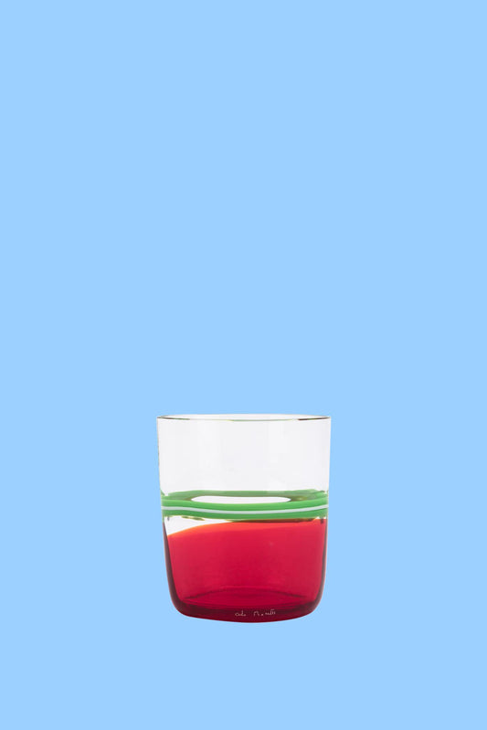 Carlo Moretti "Bora" green and red crystal glass (Height: 10.5 cm)