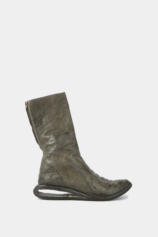 Carol Christian Poell Khaki leather boots with cut-out sole