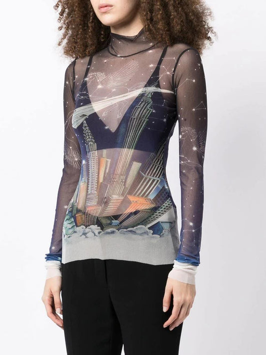 Casablanca Transparent top with graphic print