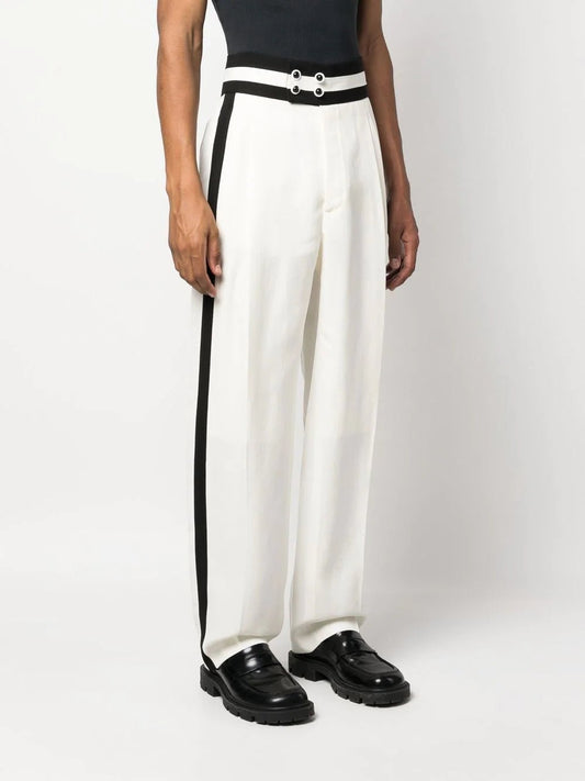 Casablanca Pants "cummerbund" in white silk blend