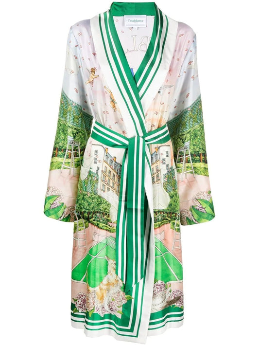 Casablanca Robe kimono "TENNIS CLUB PRIVE" - LECLAIREUR