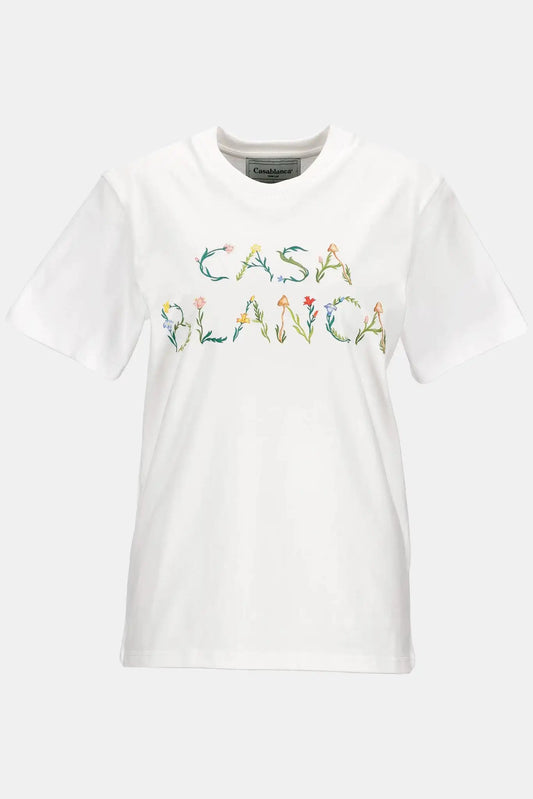 Casablanca T-shirt with "L'ARCHE FLEURIE" print