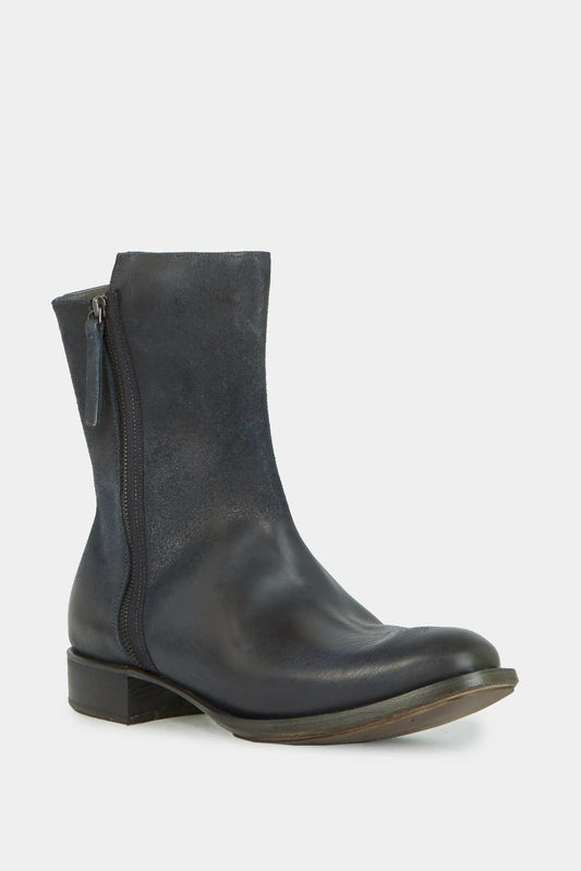 Blue calf leather ankle boots