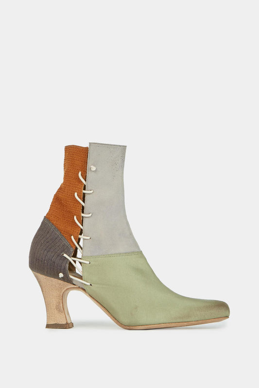 Patchwork ankle boots in recycled fabric