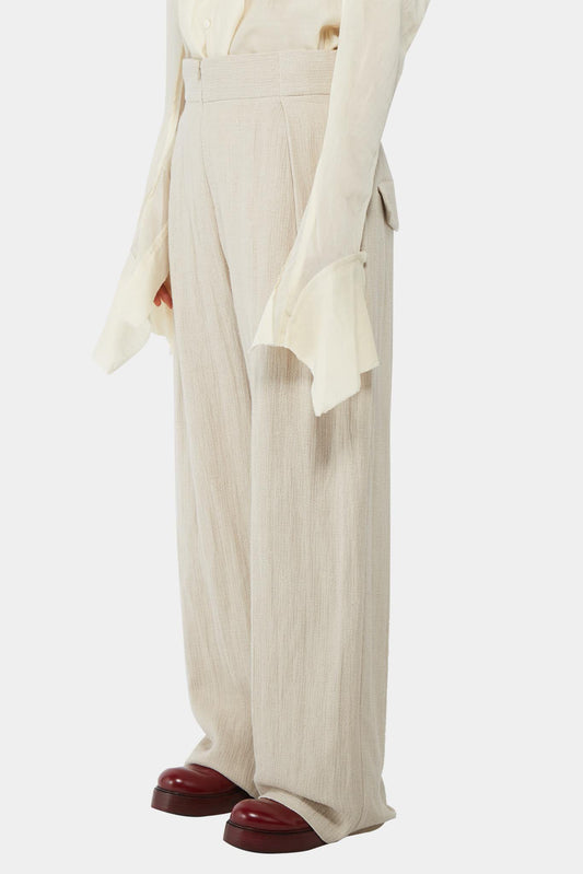 Cherevichkiotvichki Pantalon droit en lin beige - LECLAIREUR