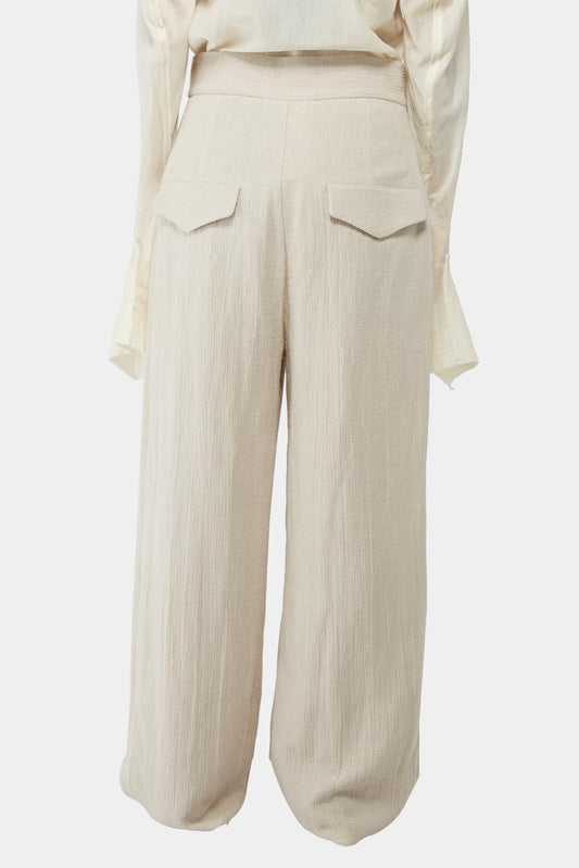 Cherevichkiotvichki Pantalon droit en lin beige - LECLAIREUR