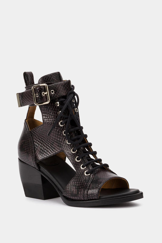 Chloé Black python-effect leather ankle boots