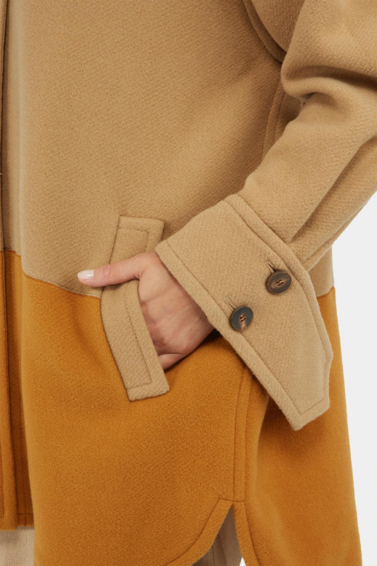 Chloé Veste en laine vierge brun clair et orange - LECLAIREUR
