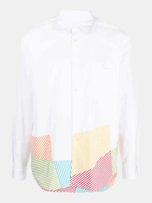 Comme Des Garçons Men's Plus White Cotton Colorful Print Shirt