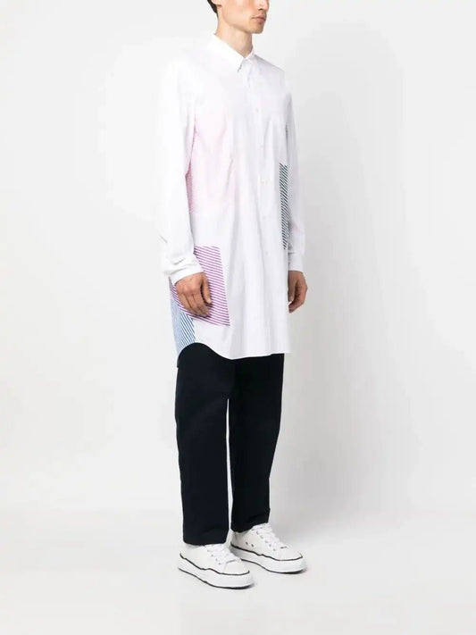 Comme Des Garçons Men's Plus Shirt white cotton with colorful geometric print