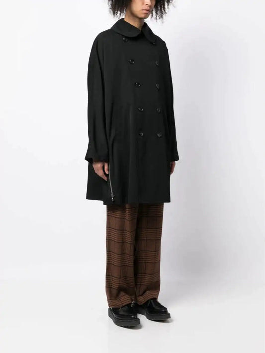 Comme Des Garçons Men's Plus Wool Coat with Crossed Buttonhole
