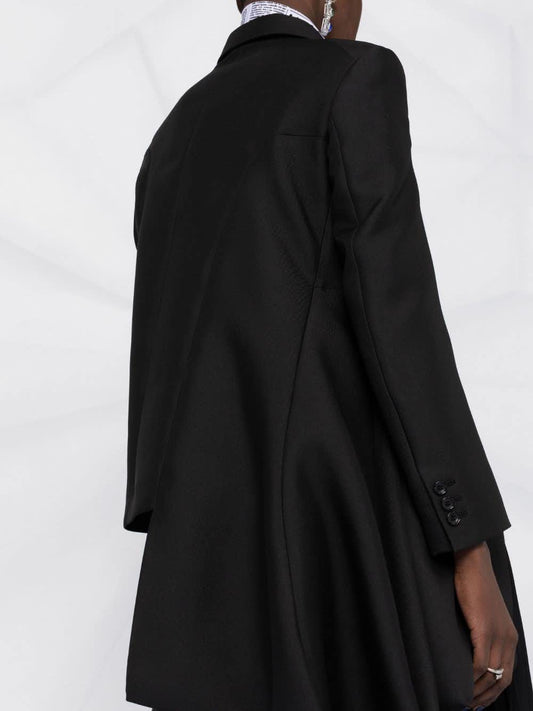 Like boys black coat with asymmetrical structure