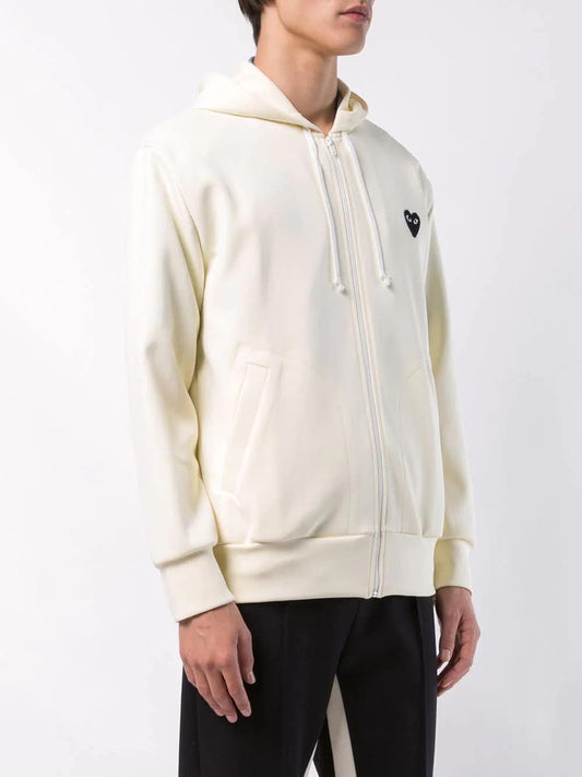 Comme Des Garçons Play Hoodie zipped with embroidered logo front & back