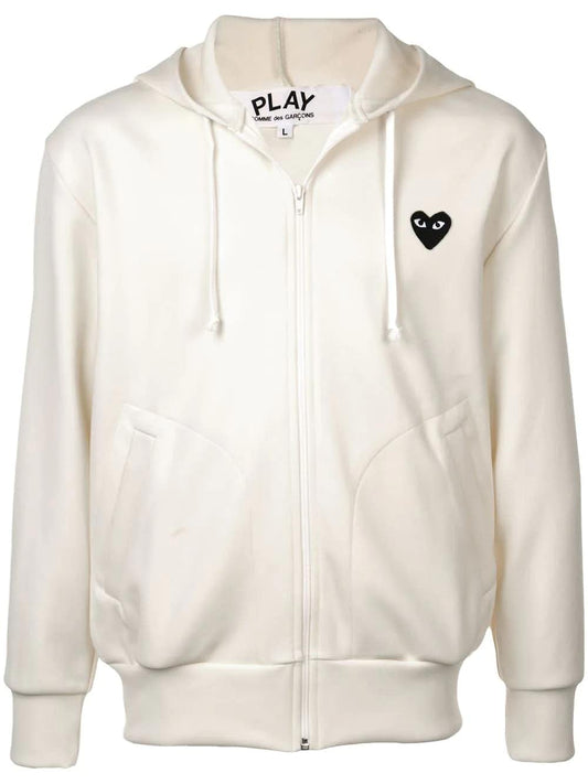 Comme Des Garçons Play Hoodie zippé à logo brodé avant & dos - LECLAIREUR