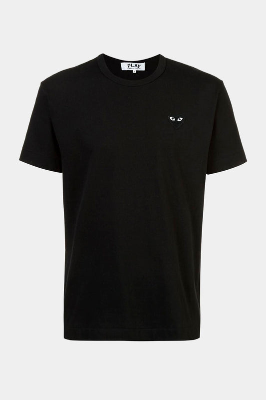 Black cotton t-shirt with logo embroidery