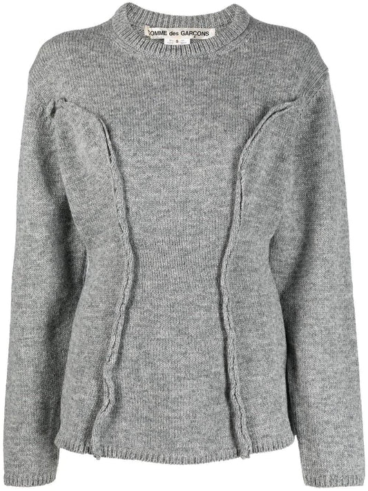 Comme Des Garçons Grey wool sweater fitted at the waist