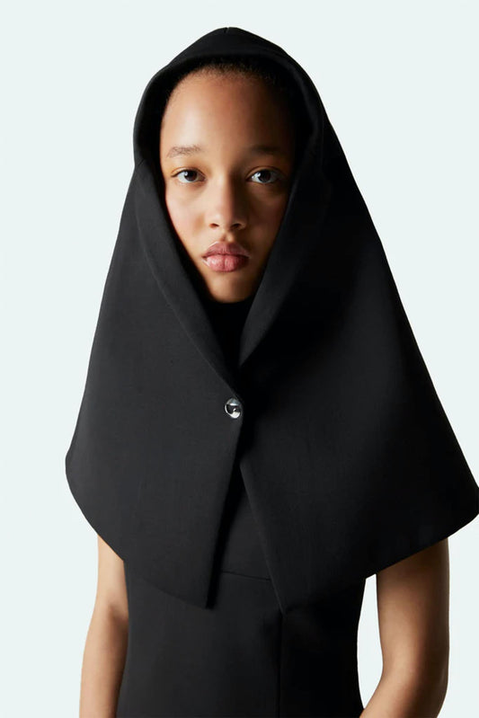 Coperni Black mini-dress with hooded suit