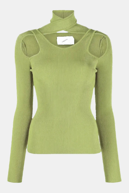 Coperni Cut-out knitted sweater green