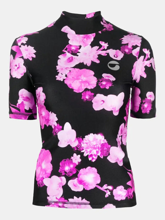 Coperni Floral top with high collar