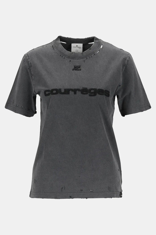 Courrèges T-shirt "DISTRESSED DRY JERSEY" gris - LECLAIREUR