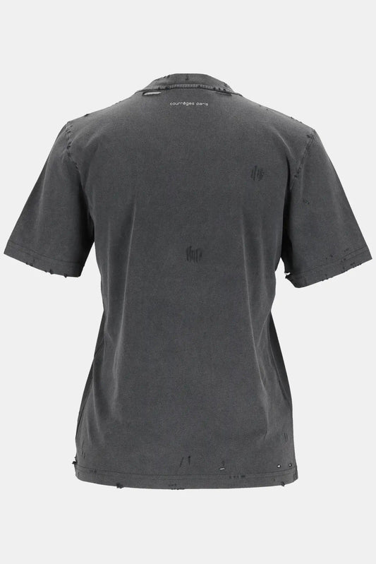Courrèges T-shirt "DISTRESSED DRY JERSEY" gris - LECLAIREUR