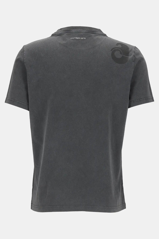 Courrèges T-shirt gris à logo brodé & imprimé - LECLAIREUR