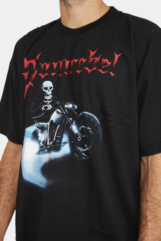 Dom Rebel T-shirt noir à imprimé "Moto" - LECLAIREUR