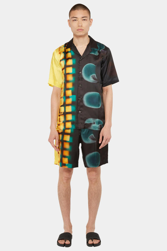 Dries Van Noten Chemise satiné à imprimé graphique coloré - LECLAIREUR
