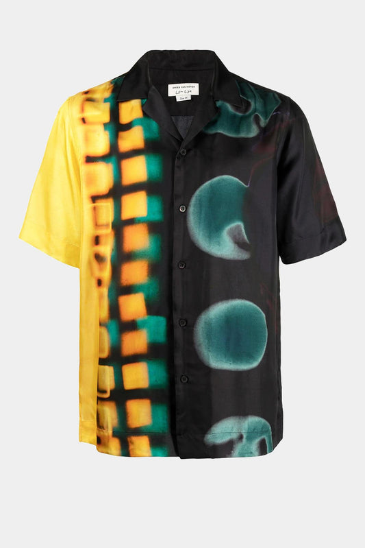 Dries Van Noten Chemise satiné à imprimé graphique coloré - LECLAIREUR